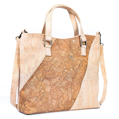 Natural Cork and Tobacco Brown Accent Women's Tote Bag - BAGP-273-A