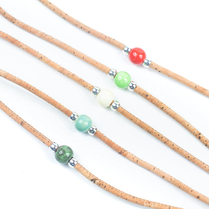 (5units)3MM round Natural Cork handmade Eyeglass Cord Holder Glasses Cord Lanyard FL-03-MIX-5