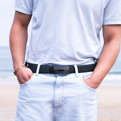 The Classic Gentleman’s Black Cork No-Hole Belt L-878-B