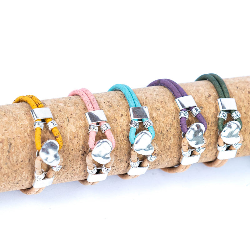 3MM round natural cork thread Handmade Bracelet BR-414-MIX-5