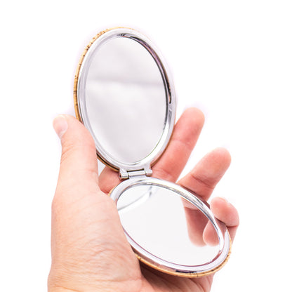 rinted Cork Round Compact Mirror L-033-MIX-9（9units）