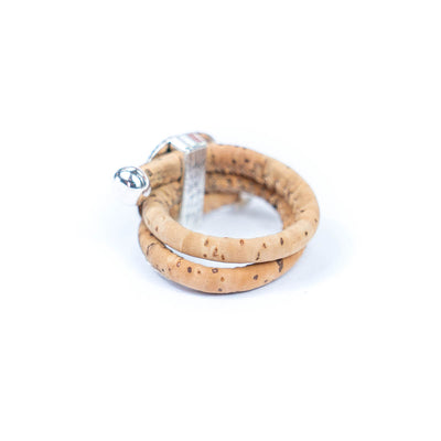 Natural cork cord and Azulejos Portugueses handcrafted women's fashion ring  R-008-MIX-10