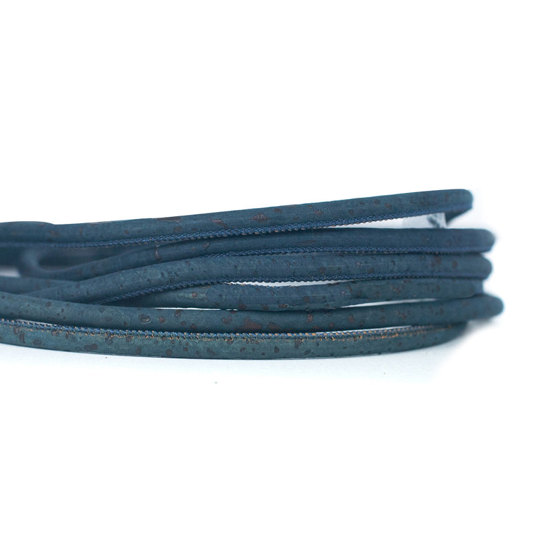 Dark Blue 5mm (+/-) round cork cord COR-192(10 meters)