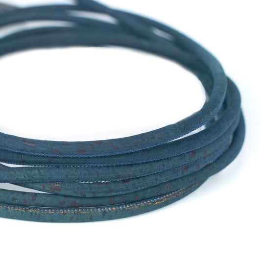 Dark Blue 5mm (+/-) round cork cord COR-192(10 meters)