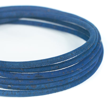Navy blue Cork Cord, 5mm Round String for Jewelry Making COR-125(10 meters)