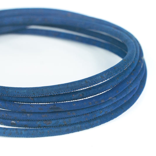 Navy blue Cork Cord, 5mm Round String for Jewelry Making COR-125(10 meters)