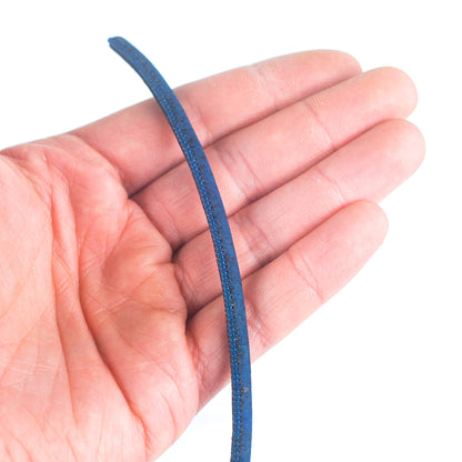 Navy blue Cork Cord, 5mm Round String for Jewelry Making COR-125(10 meters)