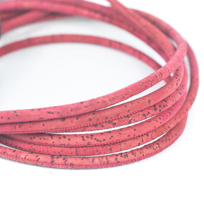 Pink Cork Cord, 5mm Round String for Jewelry Making COR-148(10 meters)