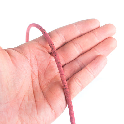 Pink Cork Cord, 5mm Round String for Jewelry Making COR-148(10 meters)