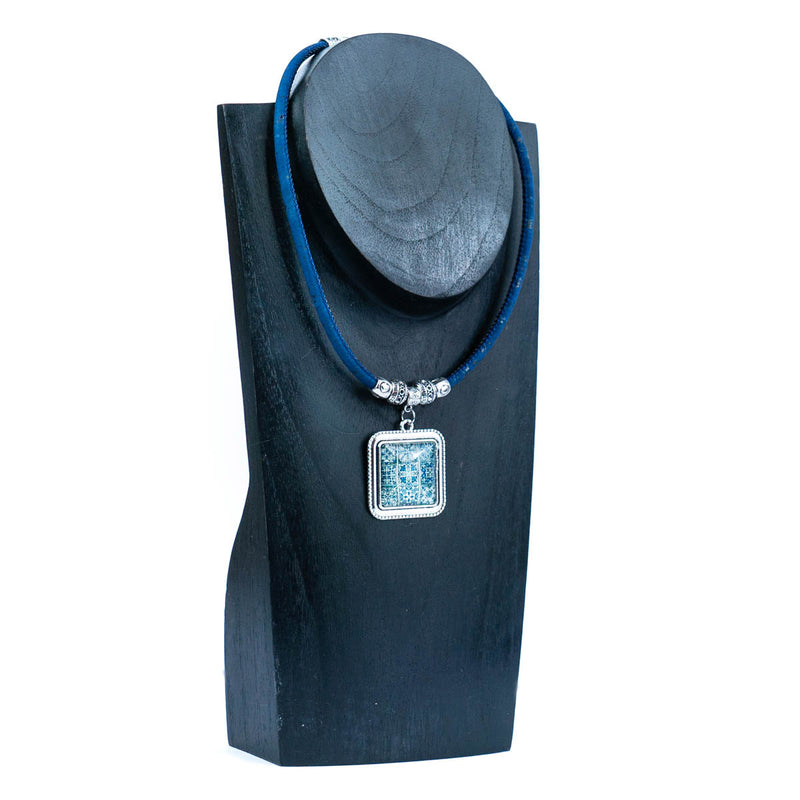 5mm round  blue cork cord handmade Cork Necklace NE-1050-MIX-5