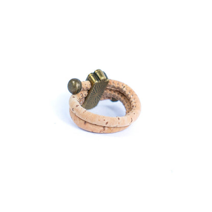 Colored cork line and bronze Hand of Fatima alloy hardware handmade women's ring  RW-047-MIX-10