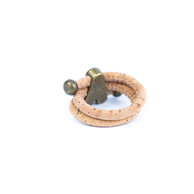 Colored cork line and bronze flowers alloy hardware handmade women's ring  RW-046-MIX-10