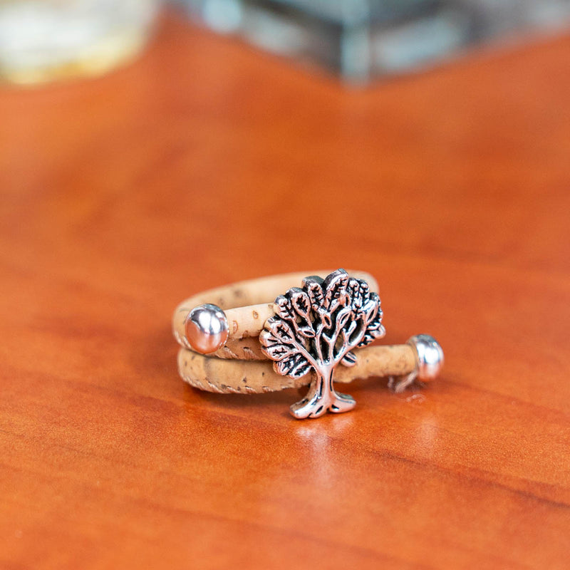 Tree  women Ring cork original, adjustable handmade R-009