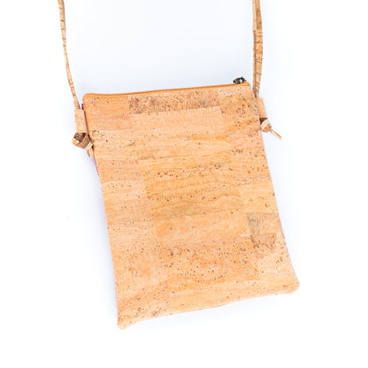 Solid Color Block Triple Zip Women's Cork Crossbody Bag BAGP-03