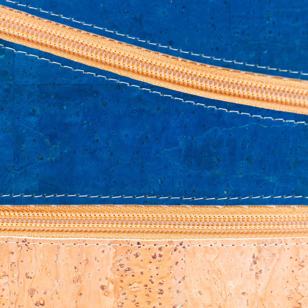 Solid Color Block Triple Zip Women's Cork Crossbody Bag BAGP-03