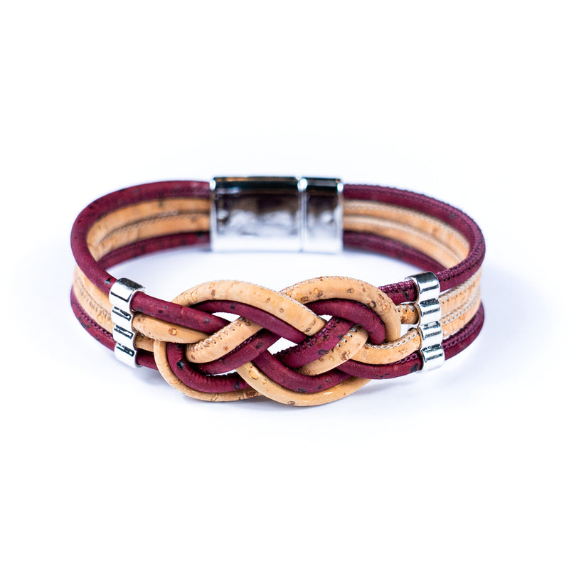 Cork Braided colorfull cork with magnet clasp bracelet BR-225-MIX-5（NEW）