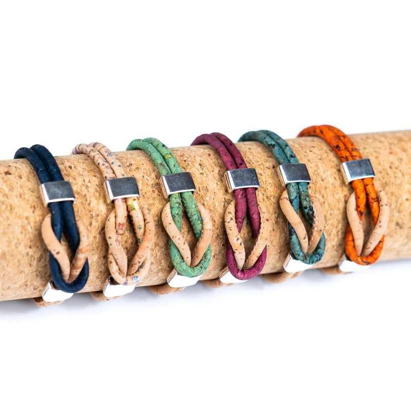 Colorful Cork handmade unisex bracelet From PORTUGAL BR-232-MIX-6（new）