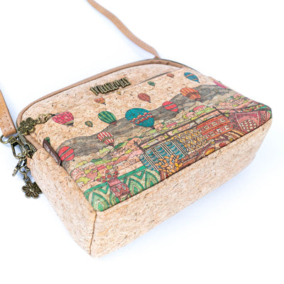 Versatile Cork Crossbody & Clutch Bag with City Landmark Designs  BAGF-105