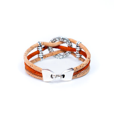 Twisted Floral Ring Cork Bracelet BR-424-MIX-5