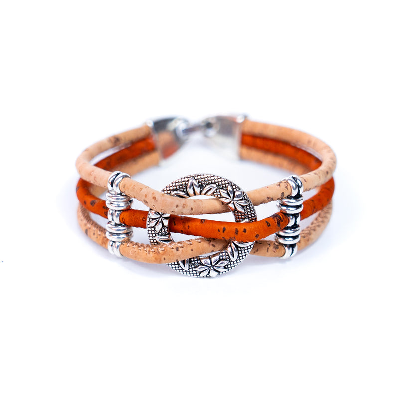 Twisted Floral Ring Cork Bracelet BR-424-MIX-5