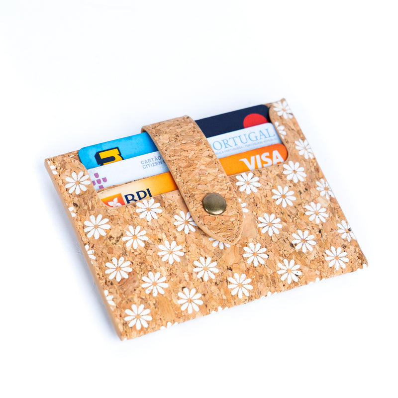Natural Cork Floral Mosaic Print Card Wallets BAGD-295-MIX-6（6 units）