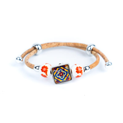colored cork thread  handmade bracelet adjustable BR-475-MIX-10