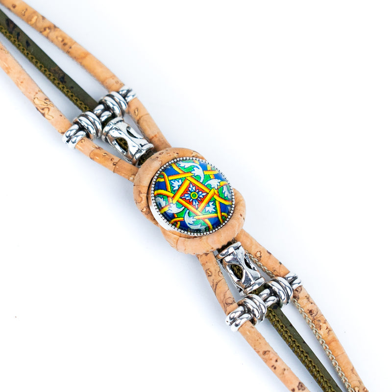 colored cork thread  handmade bracelet adjustable BR-464-MIX-5