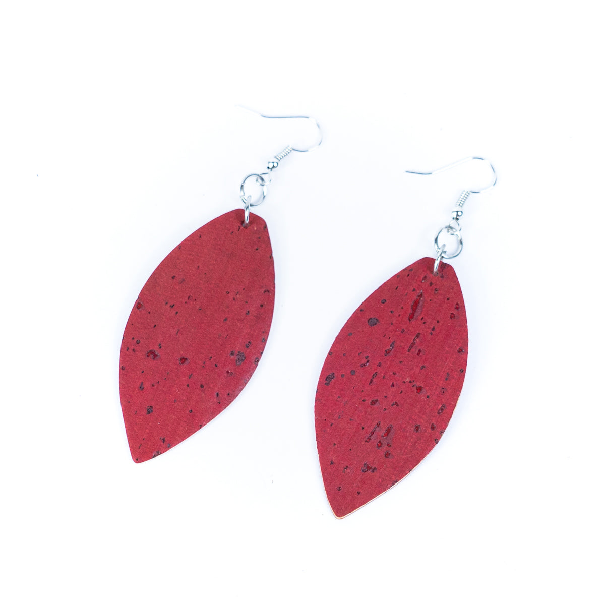 Natural cork fabric three colors handmade women's earrings -ER-194-MIX-3（big）