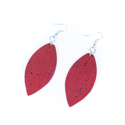 Natural cork fabric three colors handmade women's earrings -ER-194-MIX-3（big）