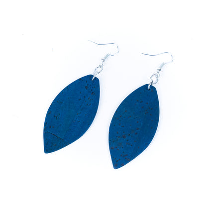 Natural cork fabric three colors handmade women's earrings -ER-194-MIX-3（big）