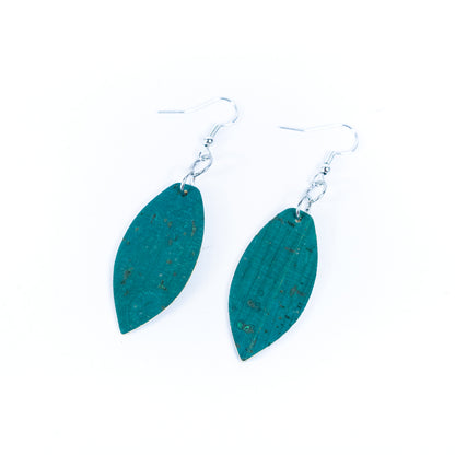 Natural cork fabric three colors handmade women's earrings -ER-195-MIX-3（small）