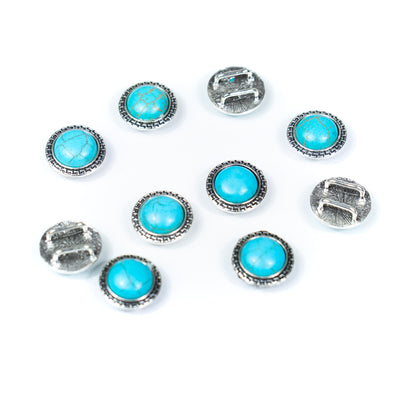 Pack of 10 10mm Flat Antique Silver Turquoise Sliding Beads Jewelry Supplies Jewelry Accessories D-1-10-270
