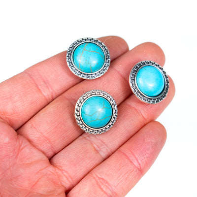 Pack of 10 10mm Flat Antique Silver Turquoise Sliding Beads Jewelry Supplies Jewelry Accessories D-1-10-270