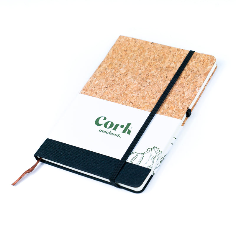 Canvas and Cork Fusion Notebook in Black, Gray, Blue, and Green L-1010