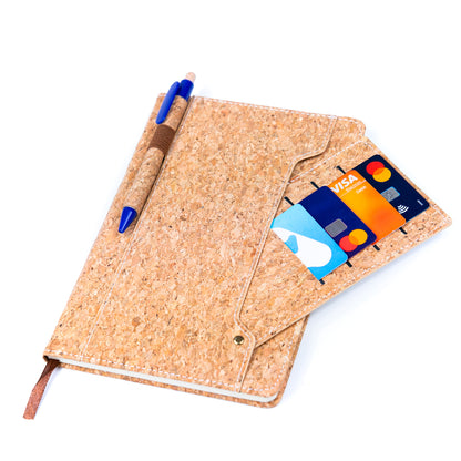 Cork Dairy Notebook with Card Holder and Pen Holder  L-1011