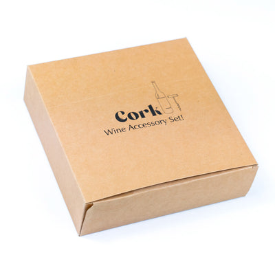Cork Wine Accessory Gift Set – 4-Piece in Natural Cork Box L-1156