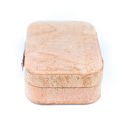 Natural/Golden/Patterned Cork Jewelry Storage Rectangular Box L-1014