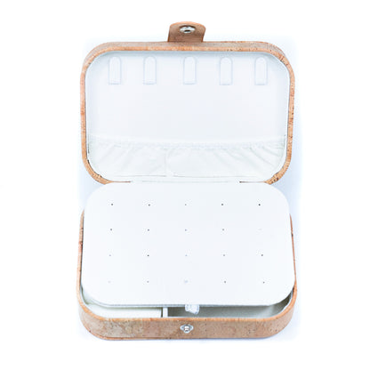 Natural/Golden/Patterned Cork Jewelry Storage Rectangular Box L-1014