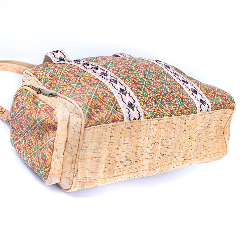 Colorful Printed Cork Handbag with Traditional Motif Design BAGD-543