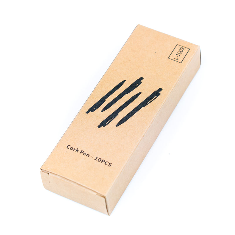 10units-Cork Ballpoint Pens - Eco-Friendly Set of Five with Biodegradable Plastic L-1009