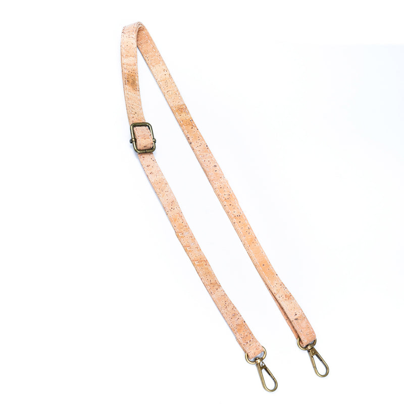Adjustable Shoulder Strap with Natural Cork and Antique Brass Metal L-1033 (Strap)