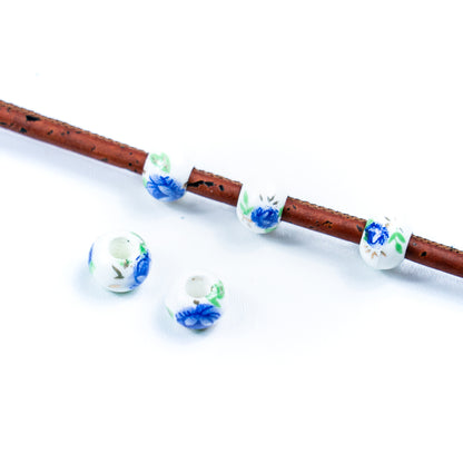 10pcs about 3mm round leather printed ceramic beads  jewelry supplies jewelry finding D-5-3-186