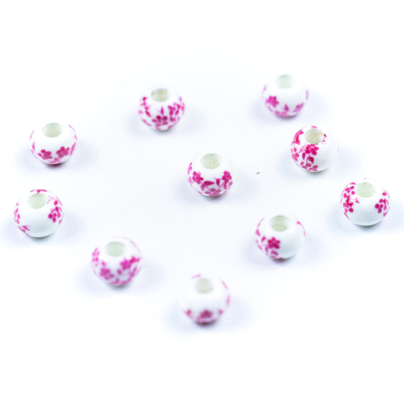 10pcs about 3mm round leather printed ceramic beads  jewelry supplies jewelry finding D-5-3-187