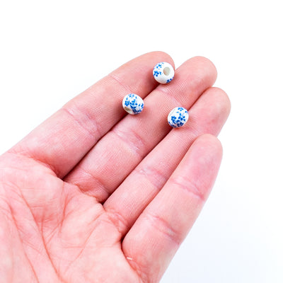 10pcs about 3mm round leather printed ceramic beads  jewelry supplies jewelry finding D-5-3-190