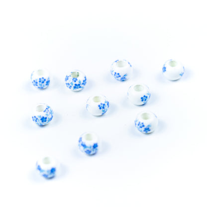 10pcs about 3mm round leather printed ceramic beads  jewelry supplies jewelry finding D-5-3-192
