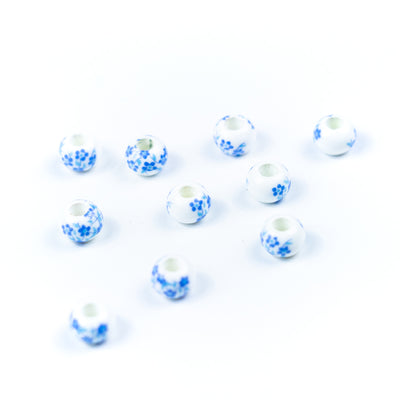 10pcs about 3mm round leather printed ceramic beads  jewelry supplies jewelry finding D-5-3-192