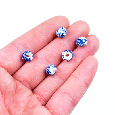 10pcs about 3mm round leather printed ceramic beads  jewelry supplies jewelry finding D-5-3-193