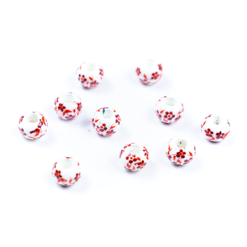10pcs about 3mm round leather printed ceramic beads  jewelry supplies jewelry finding D-5-3-196