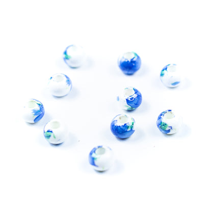 10pcs about 3mm round leather printed ceramic beads  jewelry supplies jewelry finding D-5-3-197