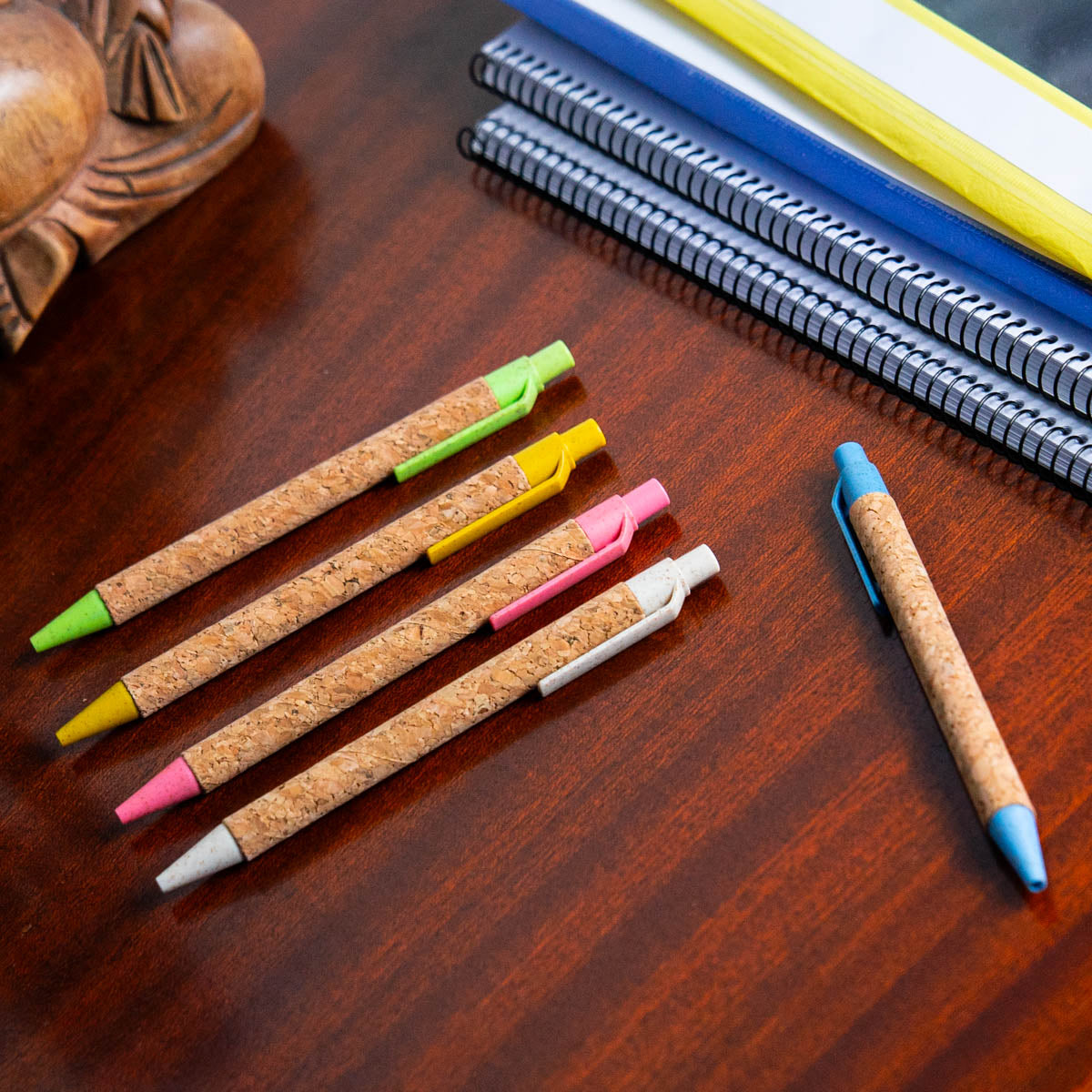 10units-Cork Ballpoint Pens - Eco-Friendly Set of Five with Biodegradable Plastic L-1009